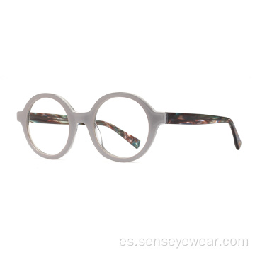 Gafas de marco óptico de acetato de diseño redondo vintage